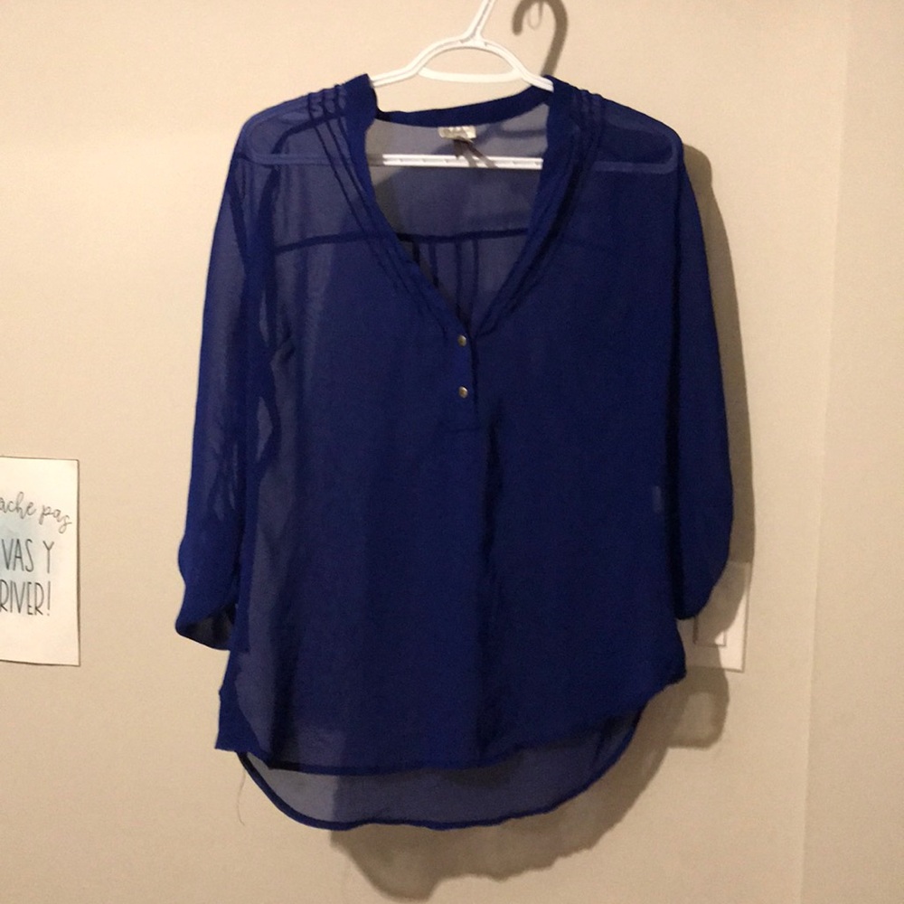 Blue translucent blouse for women